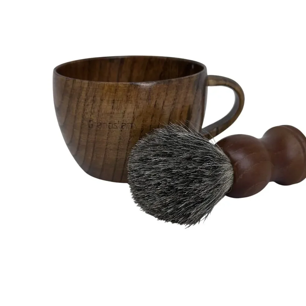 Grandslam Hardwood Shaving Cup And Bristle Brush